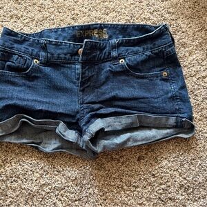 Express Women's Navy Jean Shorts